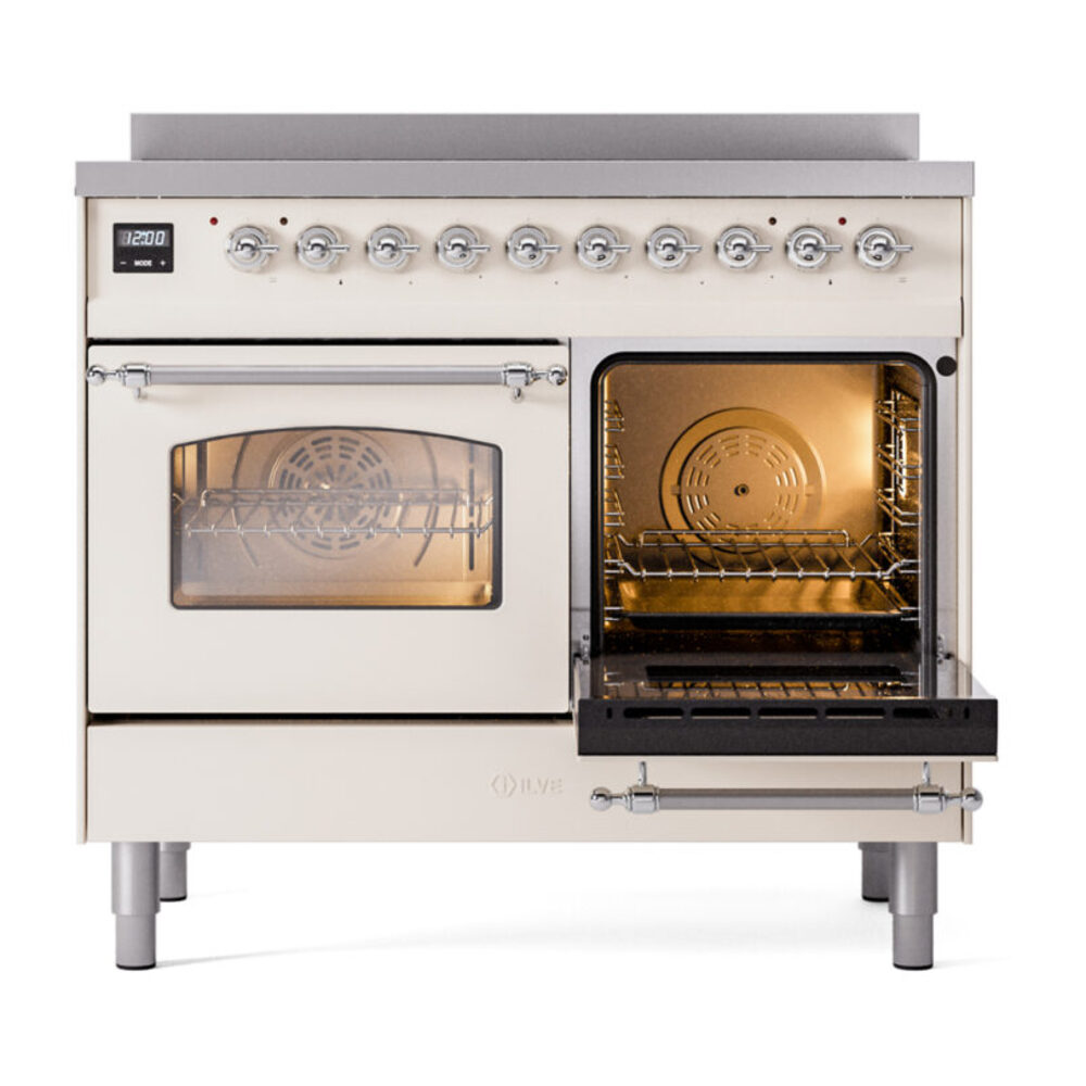 ILVE Nostalgie II 40" UPDI406NMPAWC Induction Range, side oven door opened