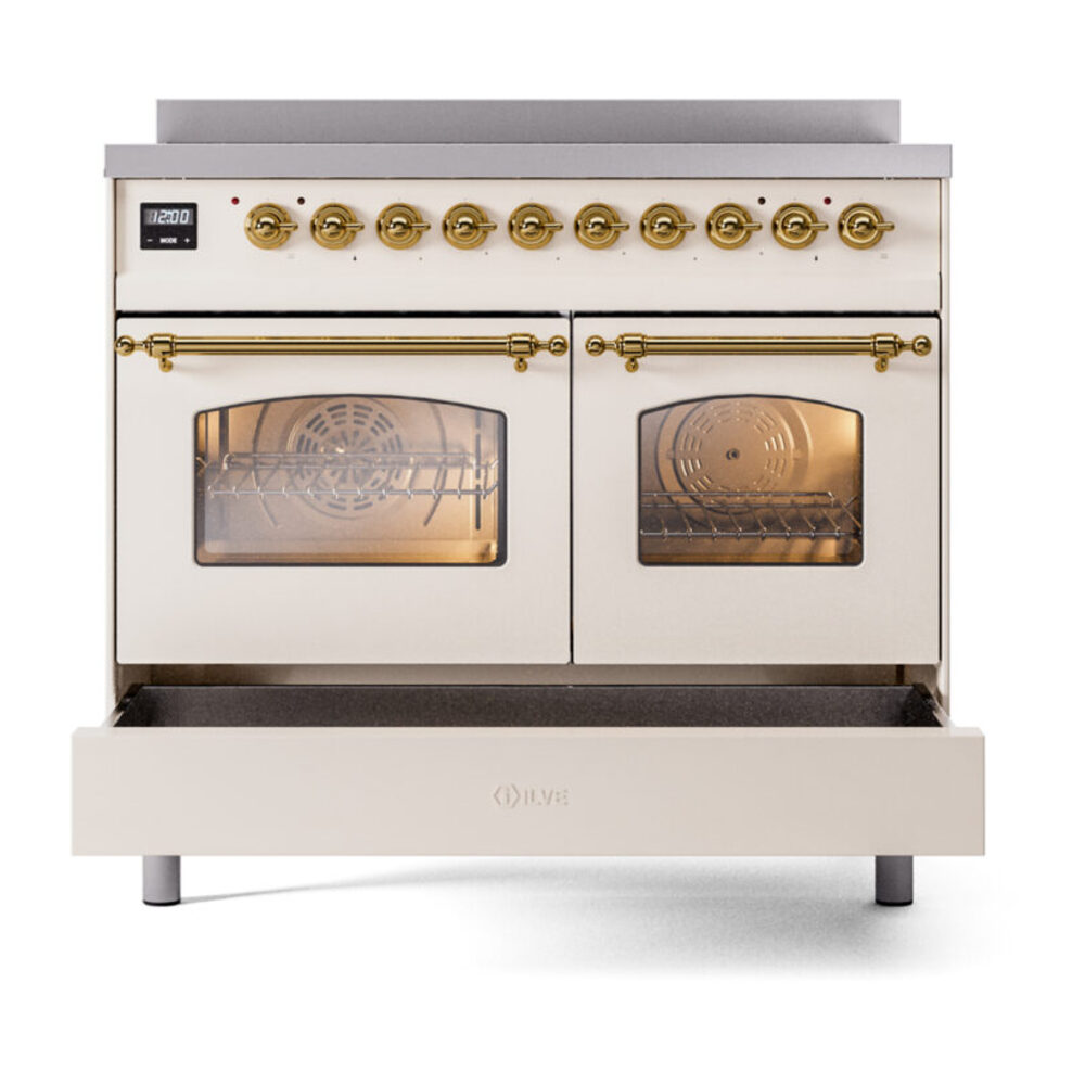 ILVE Nostalgie II 40" UPDI406NMPAWG Induction Range, drawer opened
