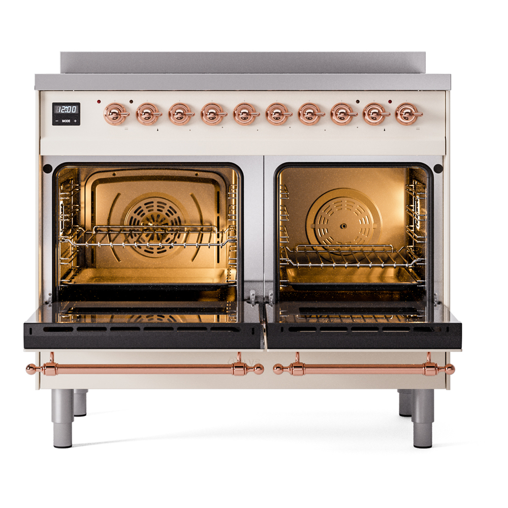ILVE Nostalgie II 40" UPDI406NMPAWP Induction Range, oven doors opened