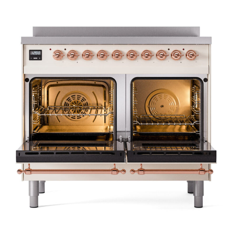 ILVE Nostalgie II 40" UPDI406NMPAWP Induction Range, oven doors opened