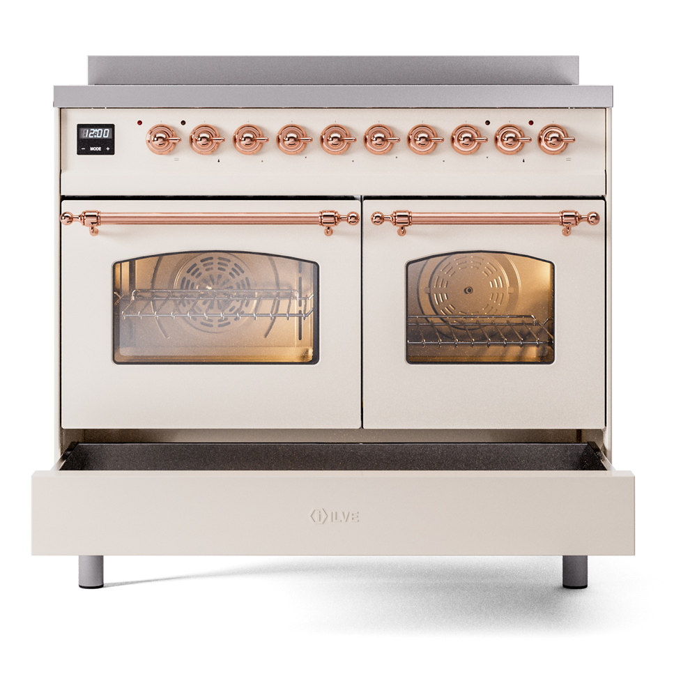 ILVE Nostalgie II 40" UPDI406NMPAWP Induction Range, drawer opened