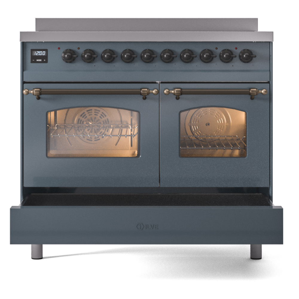ILVE Nostalgie II 40" UPDI406NMPBGB Induction Range, drawer opened