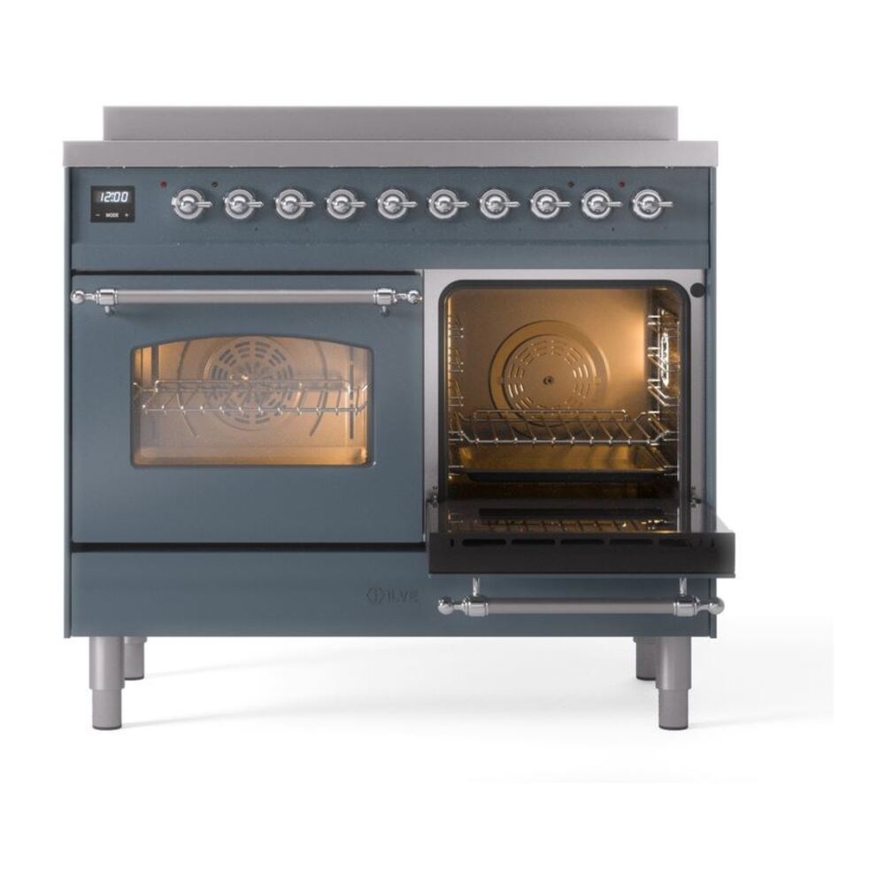ILVE Nostalgie II 40" UPDI406NMPBGC Induction Range, side oven door opened