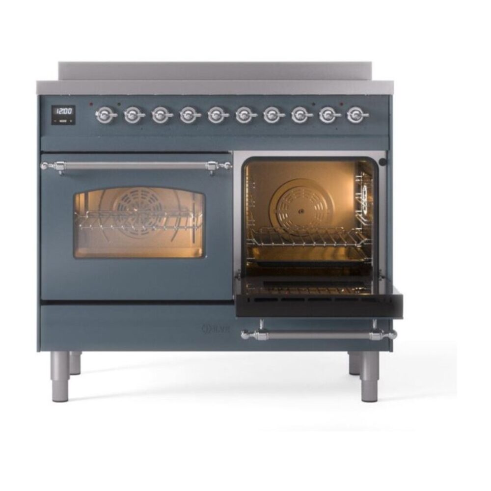 ILVE Nostalgie II 40" UPDI406NMPBGC Induction Range, side oven door opened