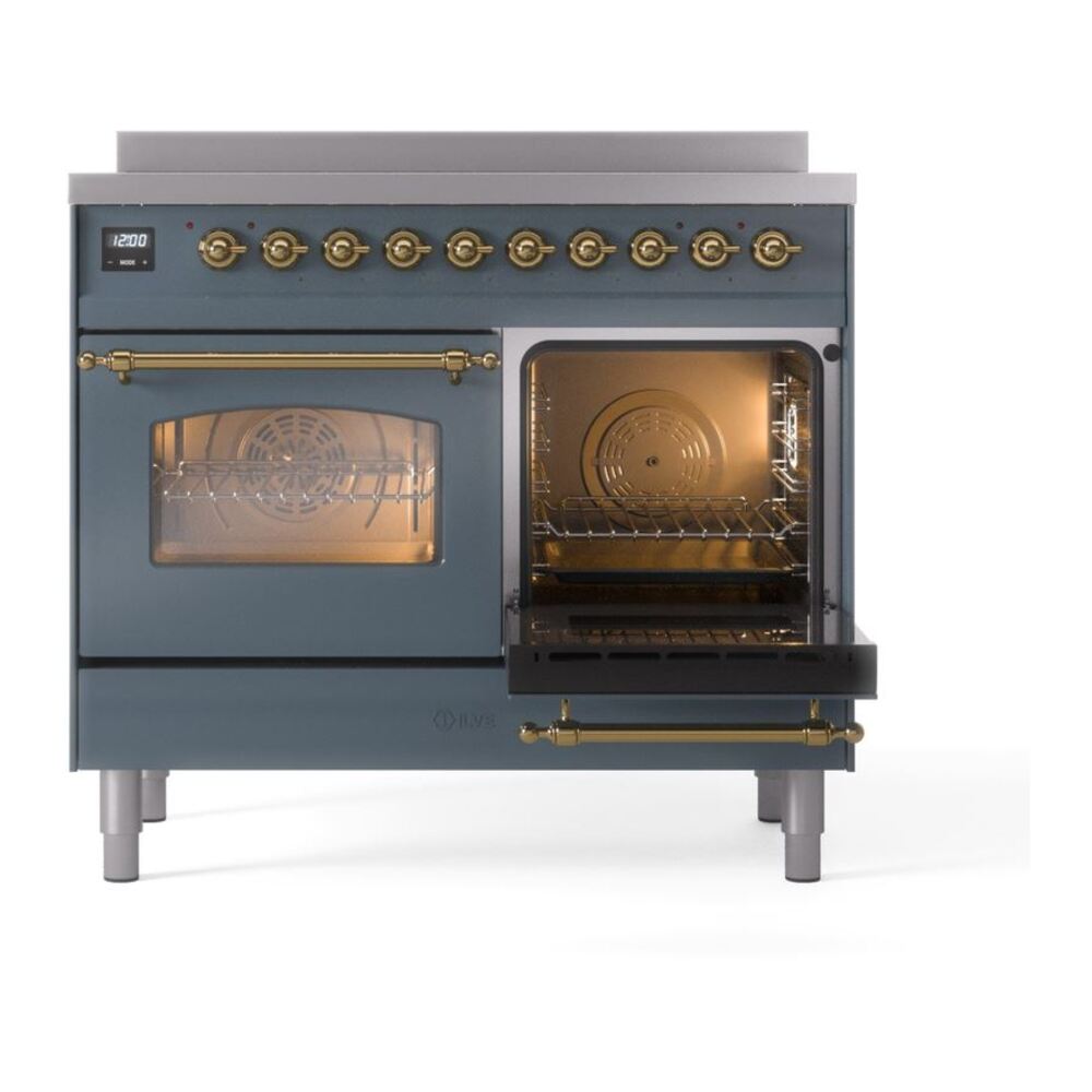 ILVE Nostalgie II 40" UPDI406NMPBGG Induction Range, side oven door opened