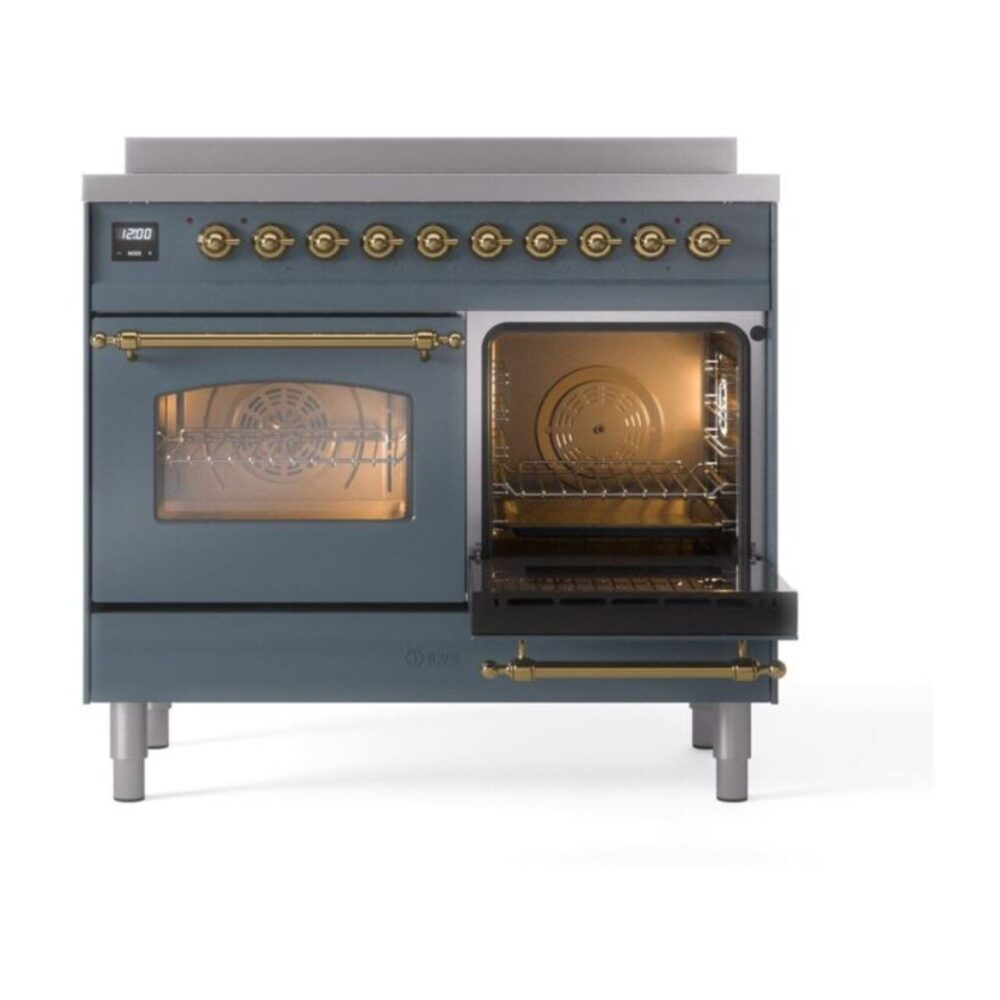 ILVE Nostalgie II 40" UPDI406NMPBGG Induction Range, side oven door opened