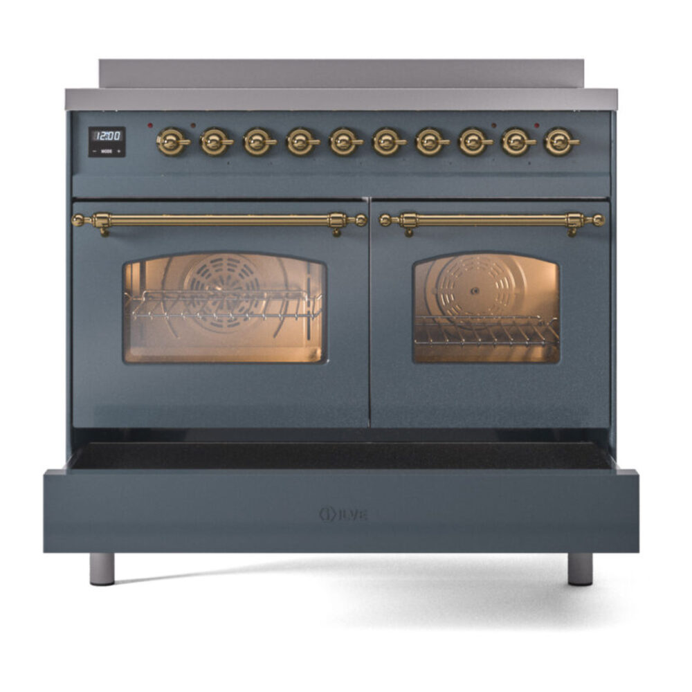 ILVE Nostalgie II 40" UPDI406NMPBGG Induction Range, drawer opened