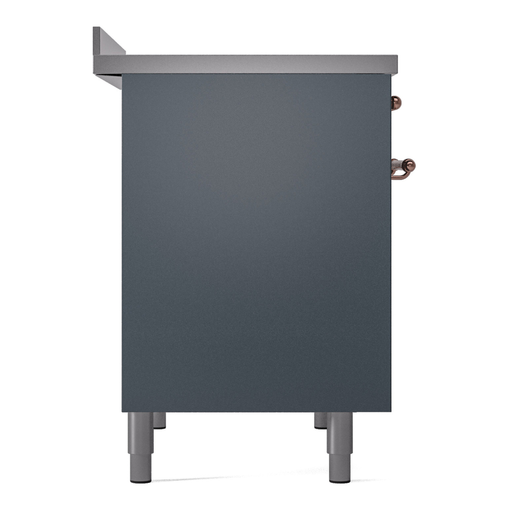 ILVE UPDI406NMPBGP Nostalgie II 40 inch Induction Range with 6 Elements (Triple Glass Door, Blue Grey, Copper) 12 ILVE Nostalgie II 40" UPDI406NMPBGP Induction Range, left side view