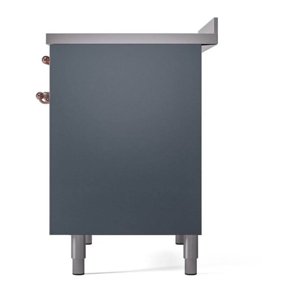 ILVE UPDI406NMPBGP Nostalgie II 40 inch Induction Range with 6 Elements (Triple Glass Door, Blue Grey, Copper) 13 ILVE Nostalgie II 40" UPDI406NMPBGP Induction Range, right side view