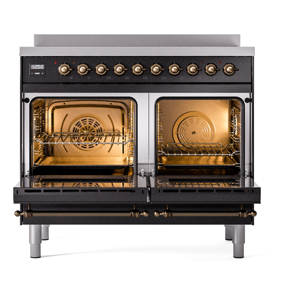 ILVE Nostalgie II 40" UPDI406NMPBKB Induction Range, oven doors opened