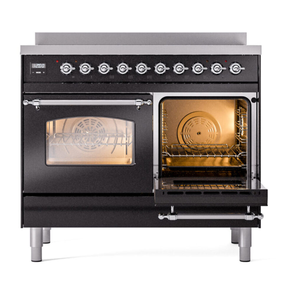 ILVE UPDI406NMPBKC Nostalgie II 40" Induction Range, side oven door opened
