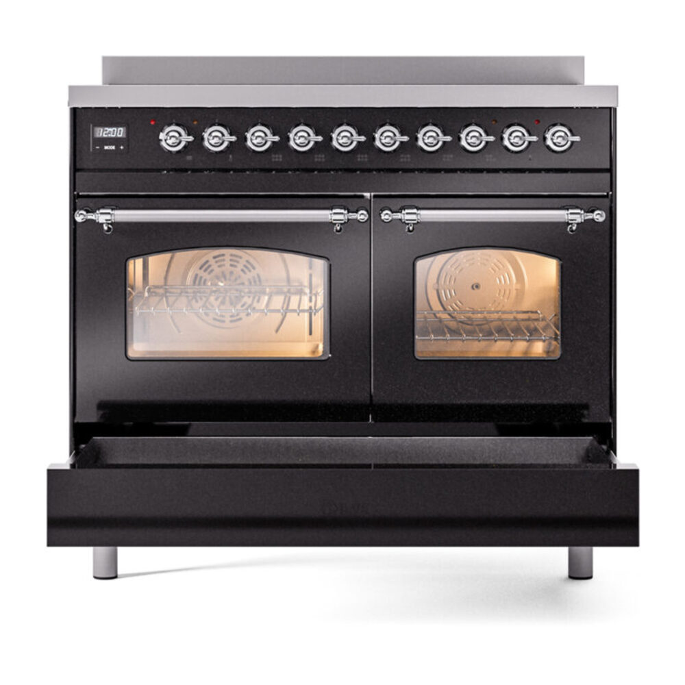 ILVE UPDI406NMPBKC Nostalgie II 40" Induction Range, drawer opened