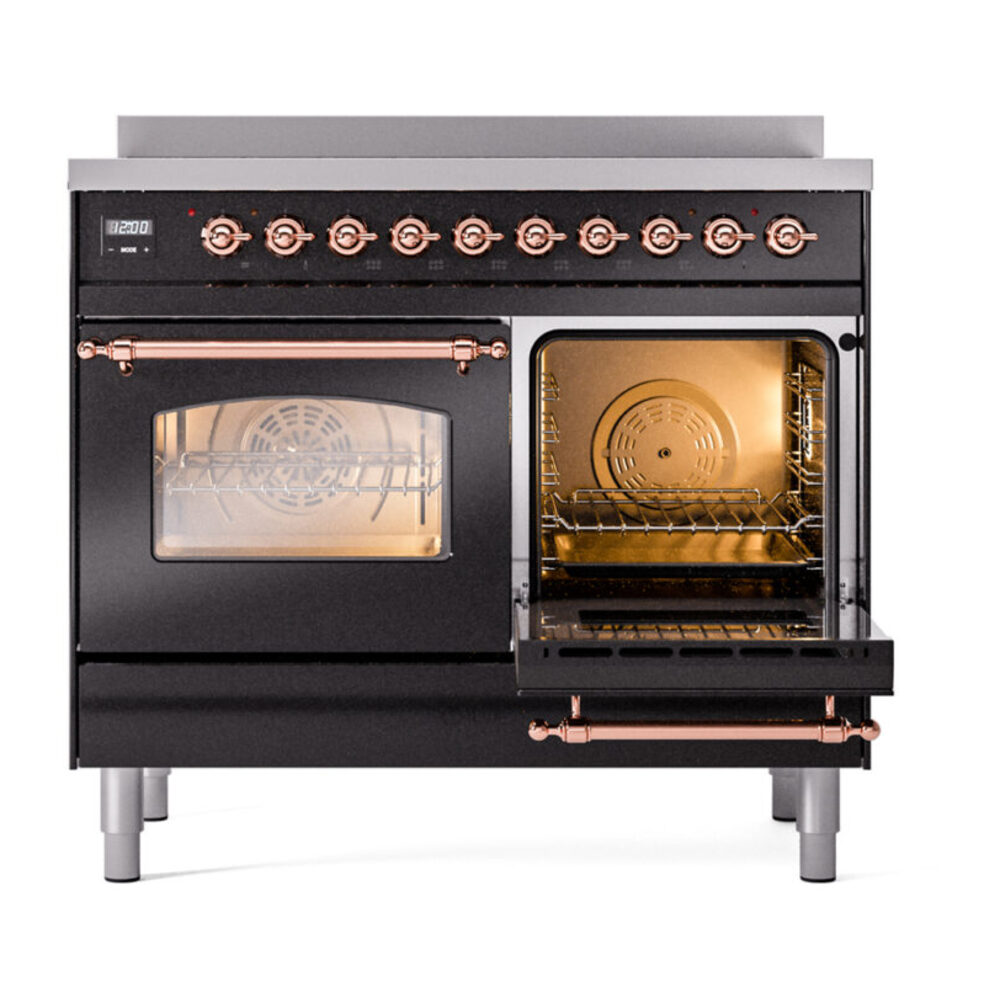 ILVE UPDI406NMPBKP Nostalgie II 40" Induction Range, side oven door opened