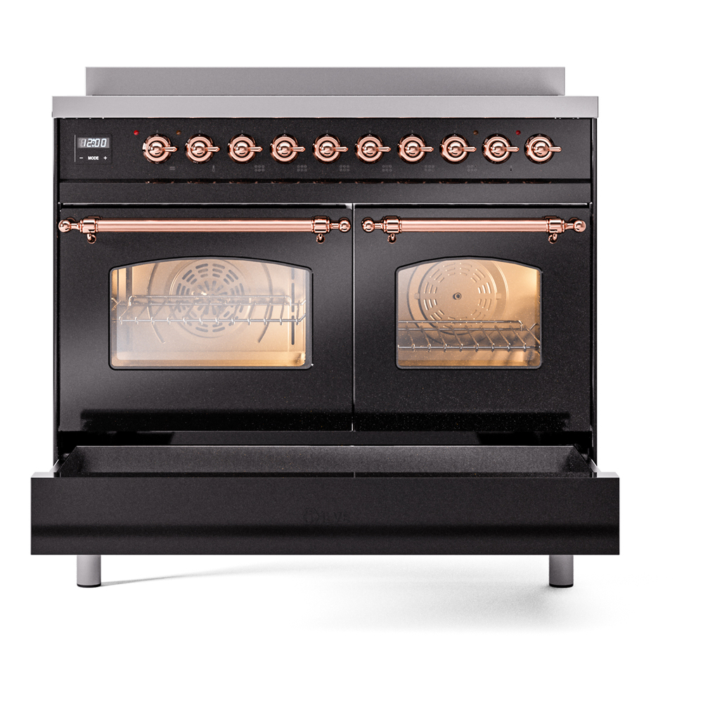 ILVE UPDI406NMPBKP Nostalgie II 40" Induction Range, drawer opened