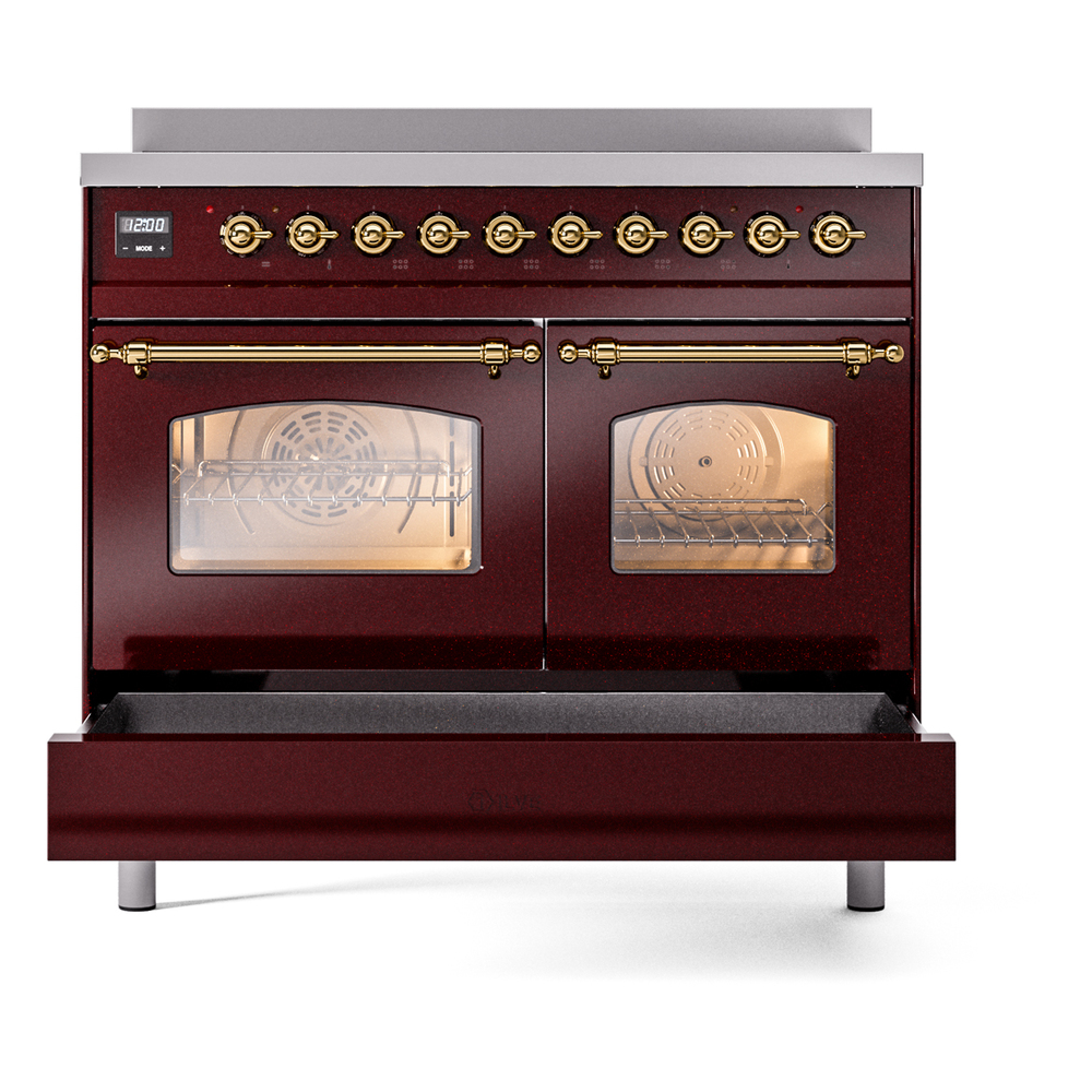 ILVE UPDI406NMPBUG Nostalgie II 40" Induction Range, drawer opened