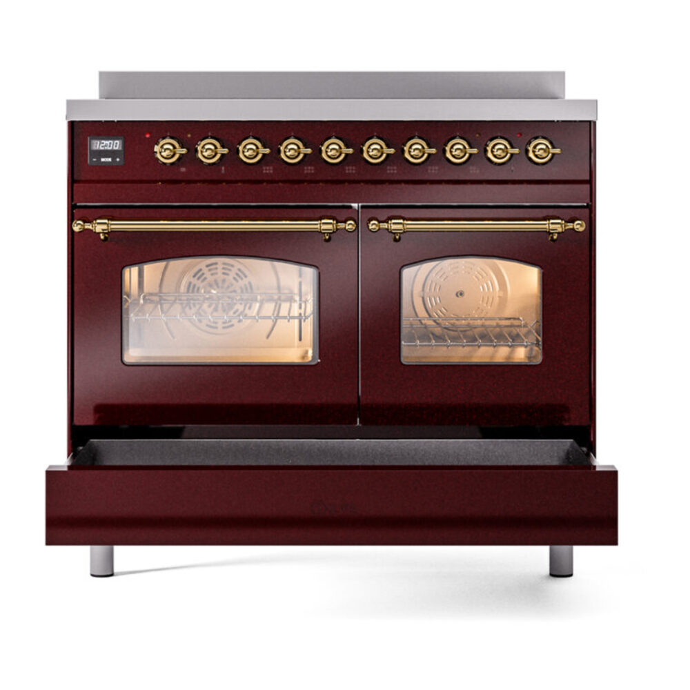 ILVE UPDI406NMPBUG Nostalgie II 40" Induction Range, drawer opened