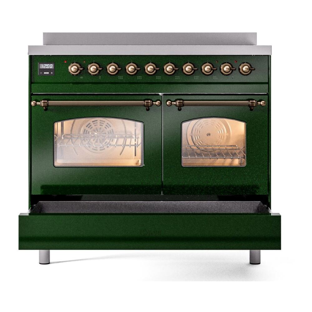 ILVE UPDI406NMPEGB Nostalgie II 40" Induction Range, drawer opened