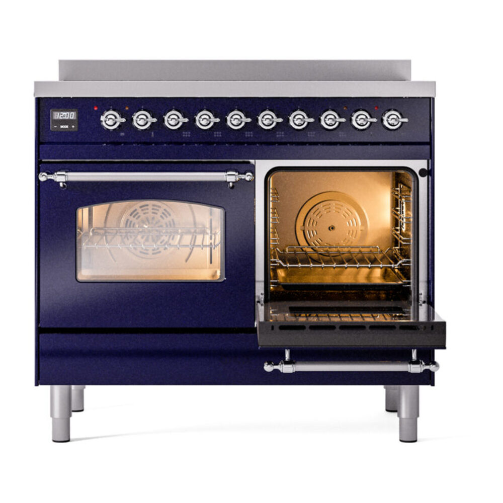 ILVE UPDI406NMPMBC Nostalgie II 40" Induction Range, side oven door opened
