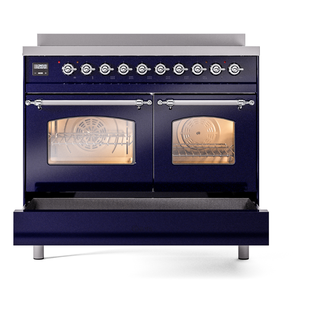 ILVE UPDI406NMPMBC Nostalgie II 40" Induction Range, drawer opened