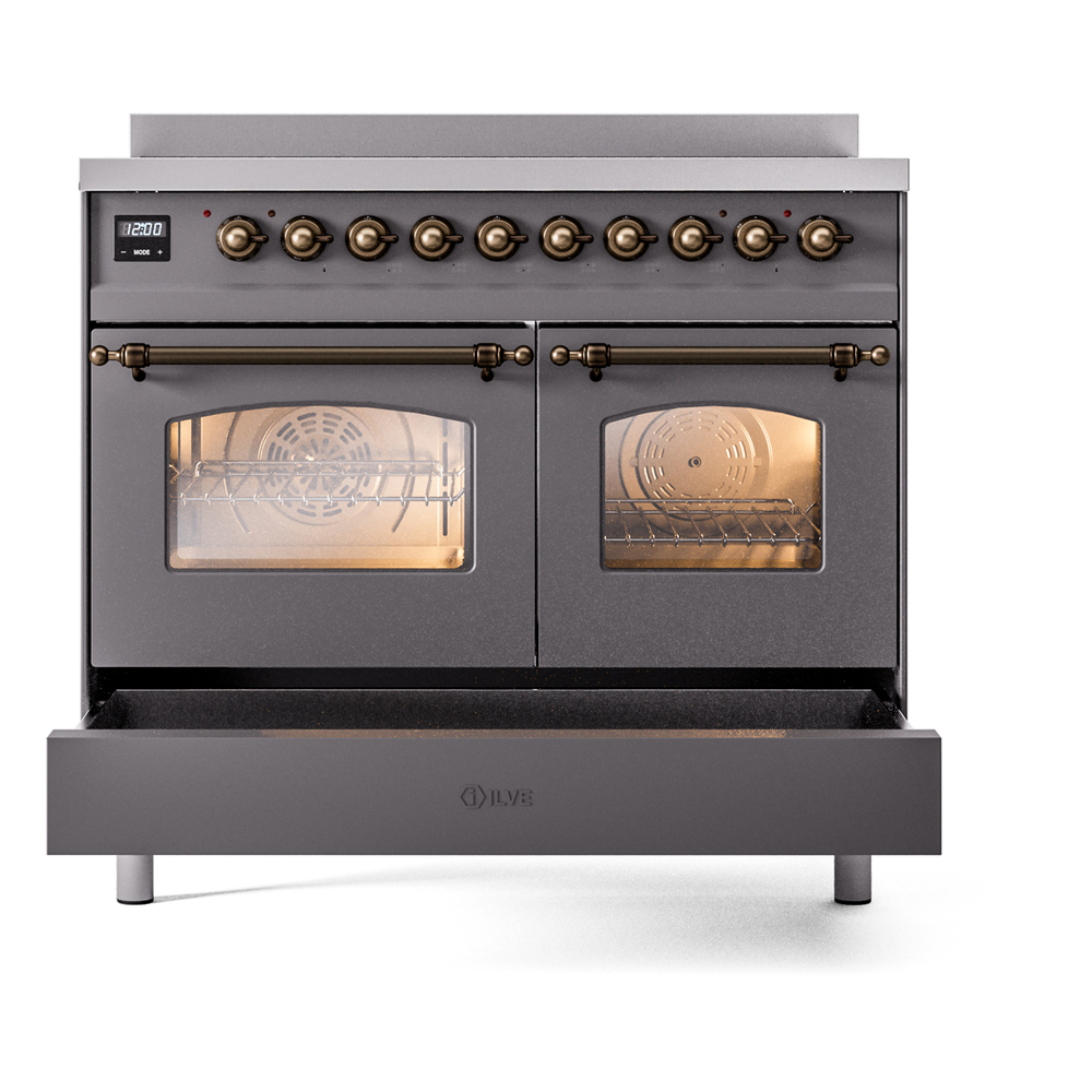 ILVE UPDI406NMPMGB Nostalgie II 40" Induction Range, drawer opened