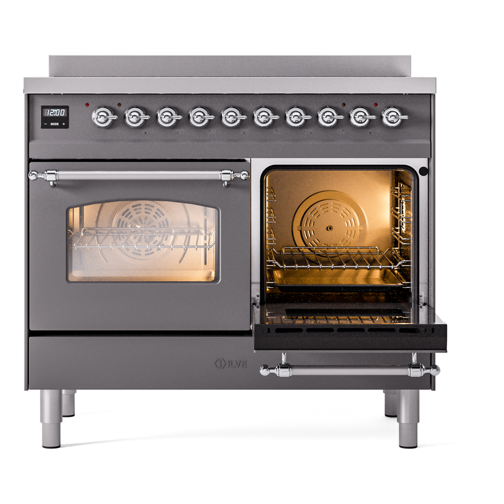 ILVE UPDI406NMPMGC Nostalgie II 40" Induction Range, side oven door opened