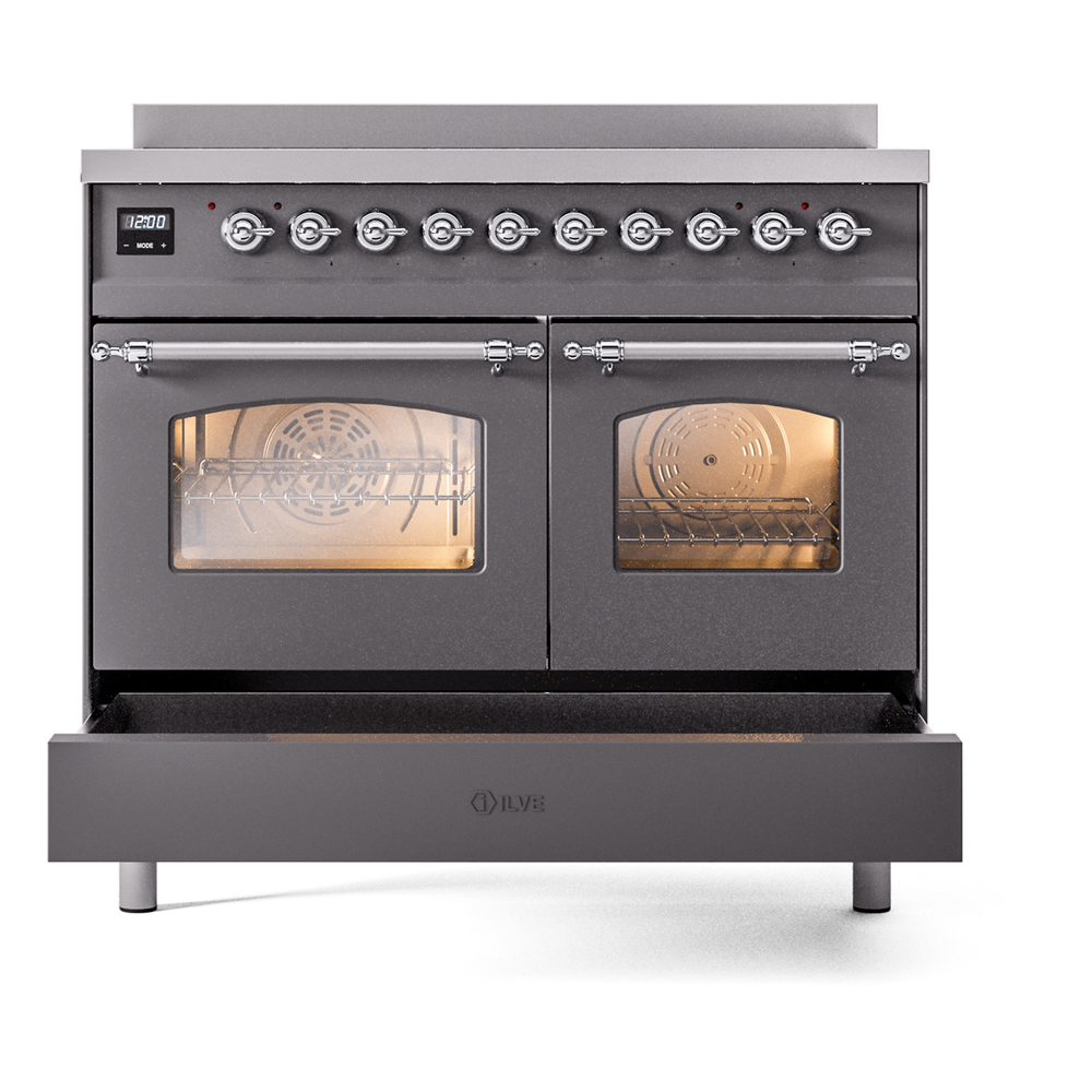 ILVE UPDI406NMPMGC Nostalgie II 40" Induction Range, drawer opened