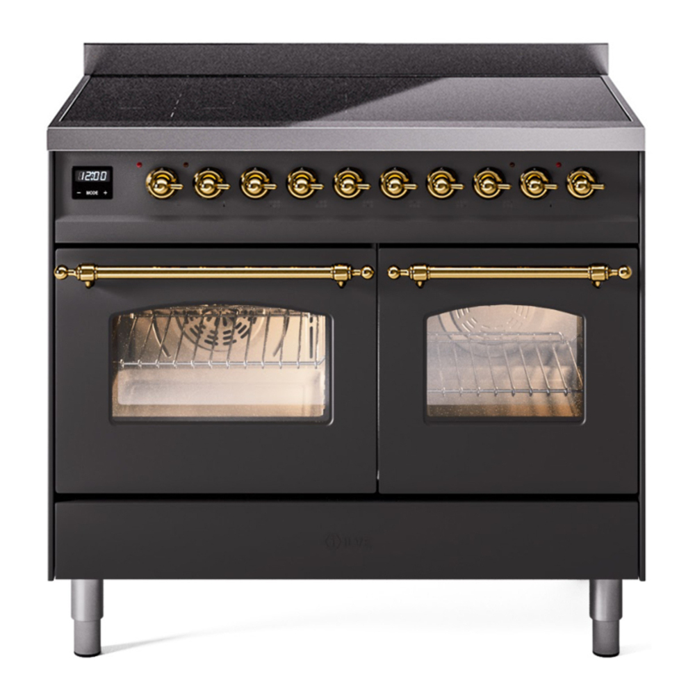 ILVE UPDI406NMPMGG Nostalgie II 40 inch Induction Range with 6 Elements (Triple Glass Door, Graphite Matte, Brass) 1 UPDI406NMPMGG