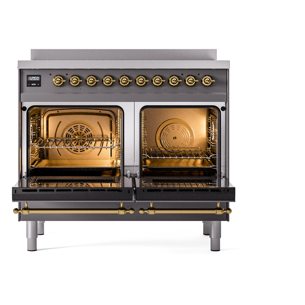 ILVE UPDI406NMPMGG Nostalgie II 40" Induction Range, oven doors opened