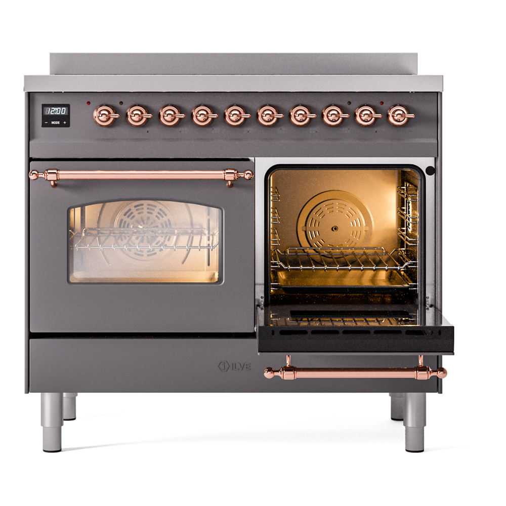 ILVE UPDI406NMPMGP Nostalgie II 40" Induction Range, side oven door opened