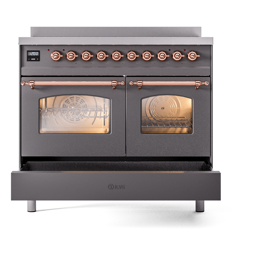 ILVE UPDI406NMPMGP Nostalgie II 40" Induction Range, drawer opened