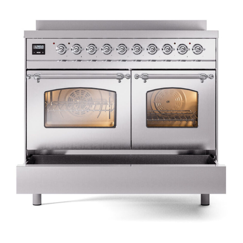 ILVE UPDI406NMPSSC Nostalgie II 40" Induction Range, drawer opened