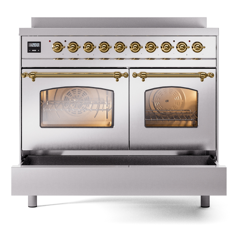 ILVE UPDI406NMPSSG Nostalgie II 40" Induction Range, drawer opened