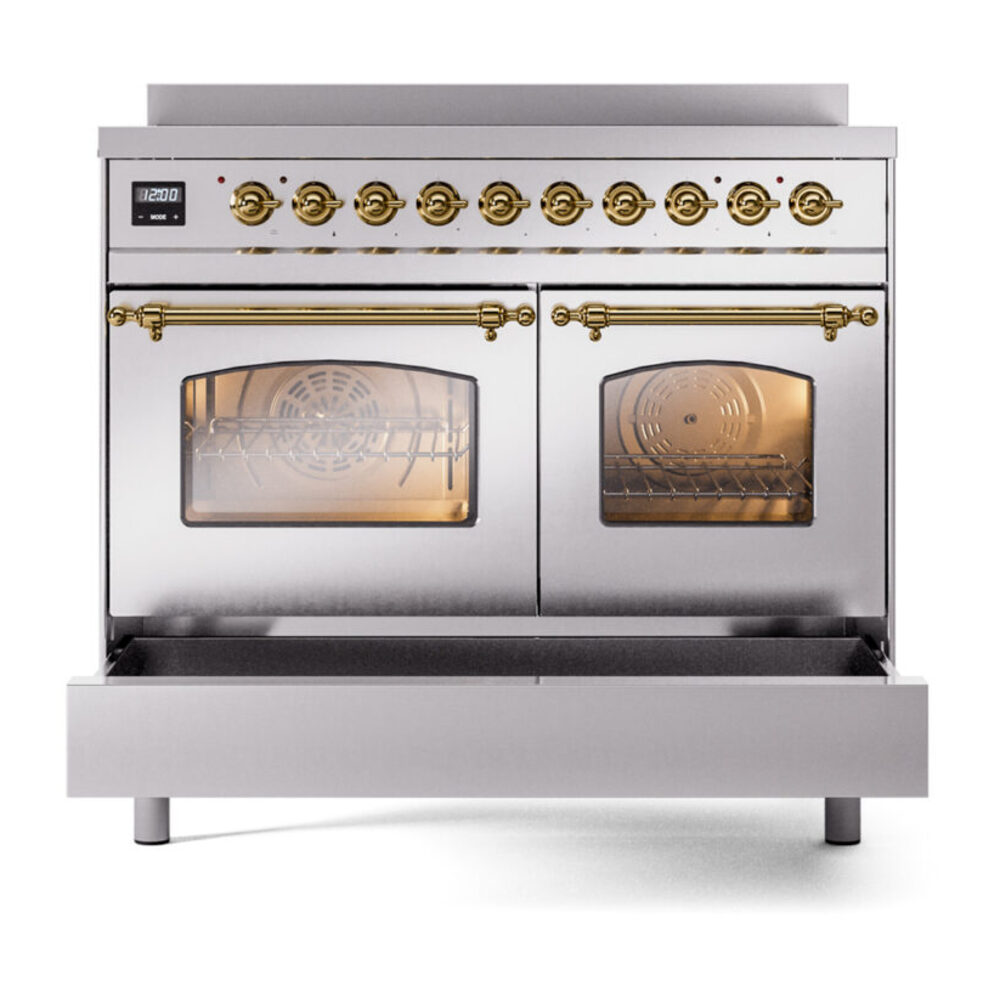 ILVE UPDI406NMPSSG Nostalgie II 40" Induction Range, drawer opened
