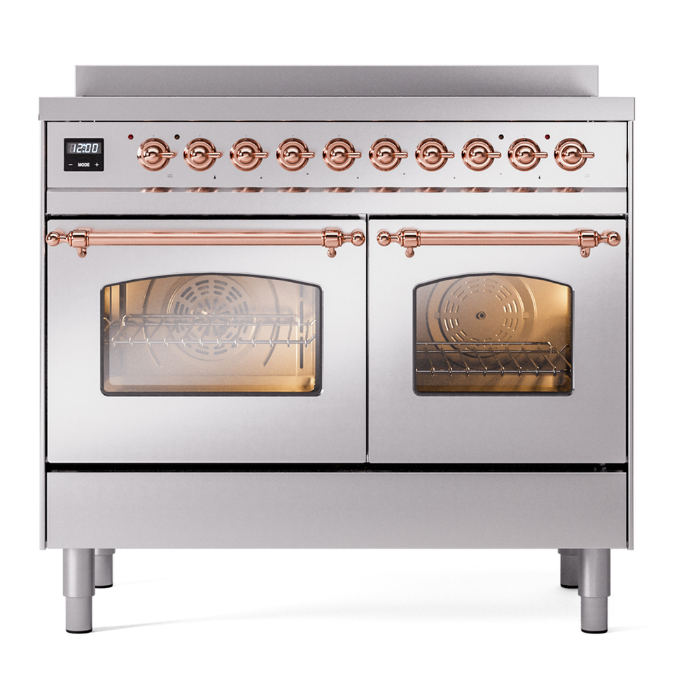 ILVE UPDI406NMPSSP Nostalgie II 40 inch Induction Range with 6 Elements (Triple Glass Door, Stainless Steel, Copper) 8 ILVE UPDI406NMPSSP Nostalgie II 40" Induction Range, front view