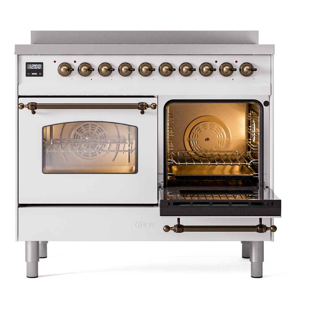 ILVE UPDI406NMPWHB Nostalgie II 40" Induction Range, side oven door opened