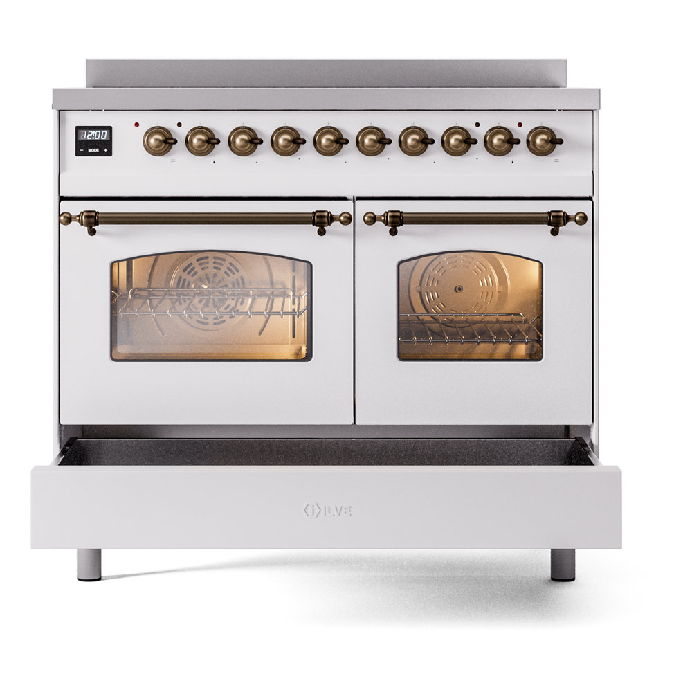 ILVE UPDI406NMPWHB Nostalgie II 40" Induction Range, drawer opened