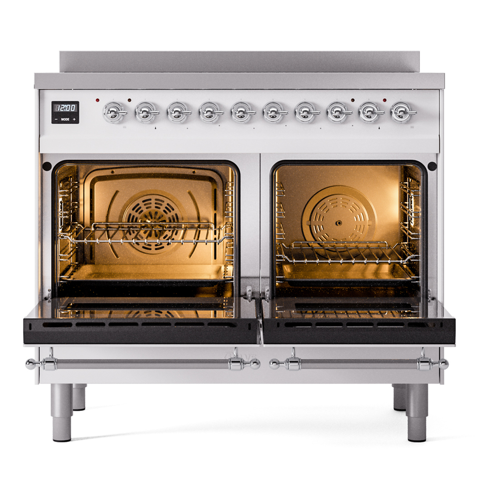 ILVE UPDI406NMPWHC Nostalgie II 40" Induction Range, oven doors opened
