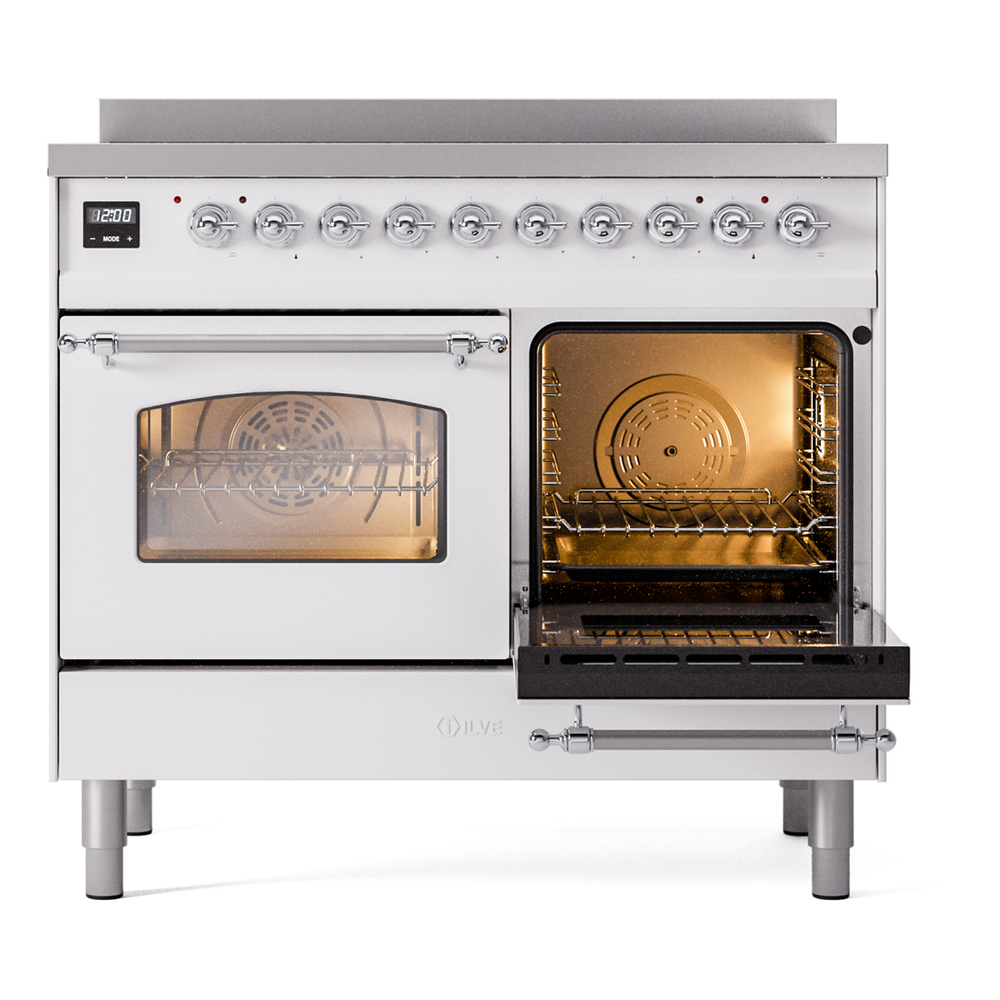 ILVE UPDI406NMPWHC Nostalgie II 40" Induction Range, side oven door opened