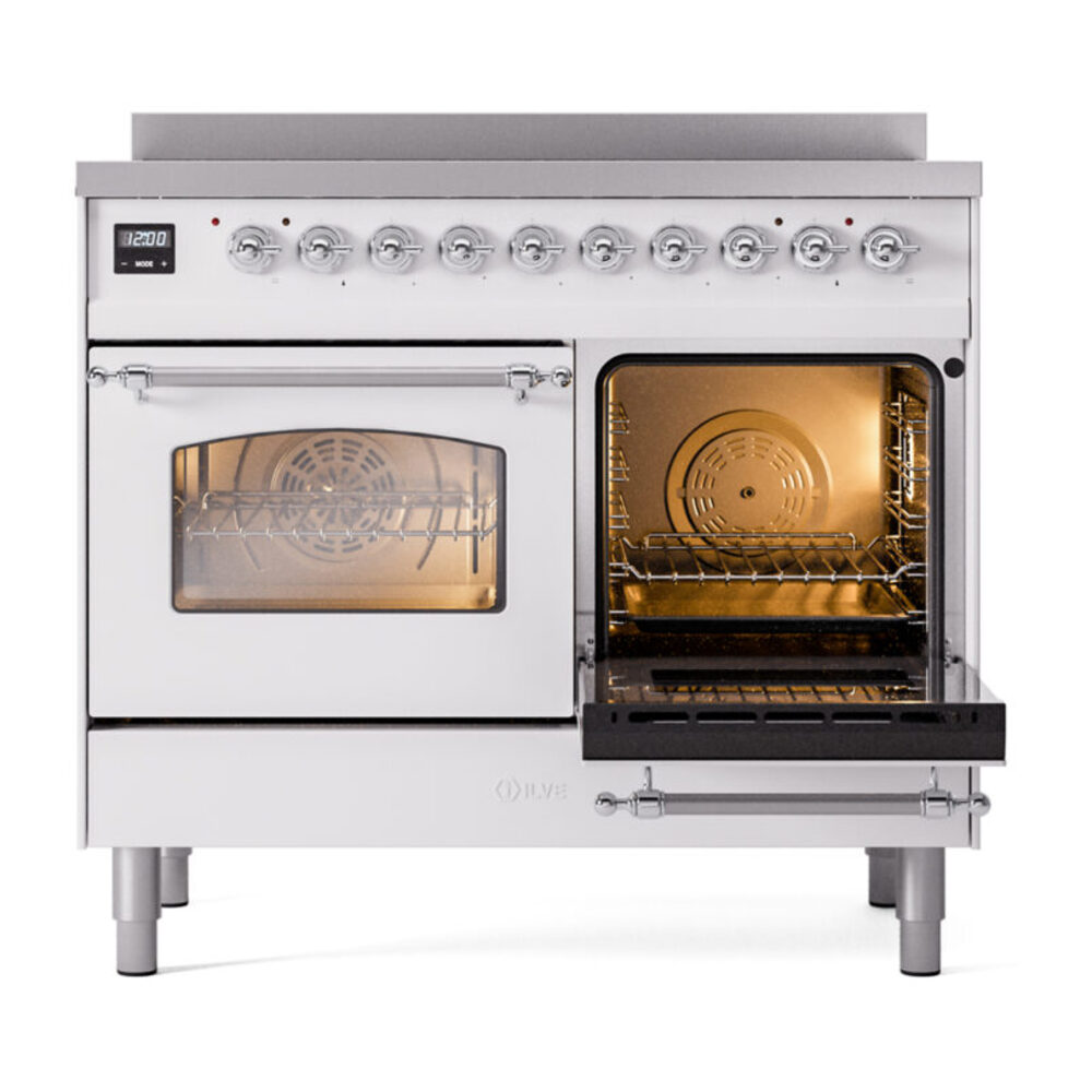 ILVE UPDI406NMPWHC Nostalgie II 40" Induction Range, side oven door opened