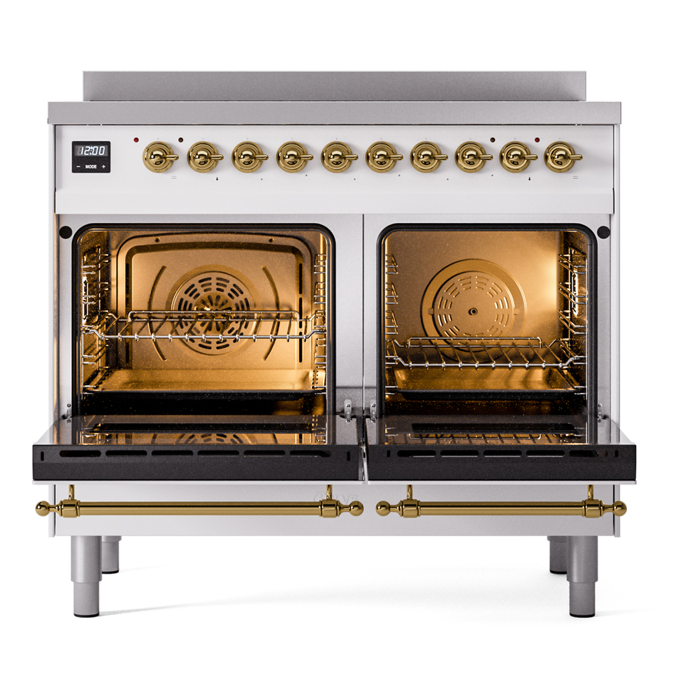 ILVE UPDI406NMPWHG Nostalgie II 40" Induction Range, oven doors opened