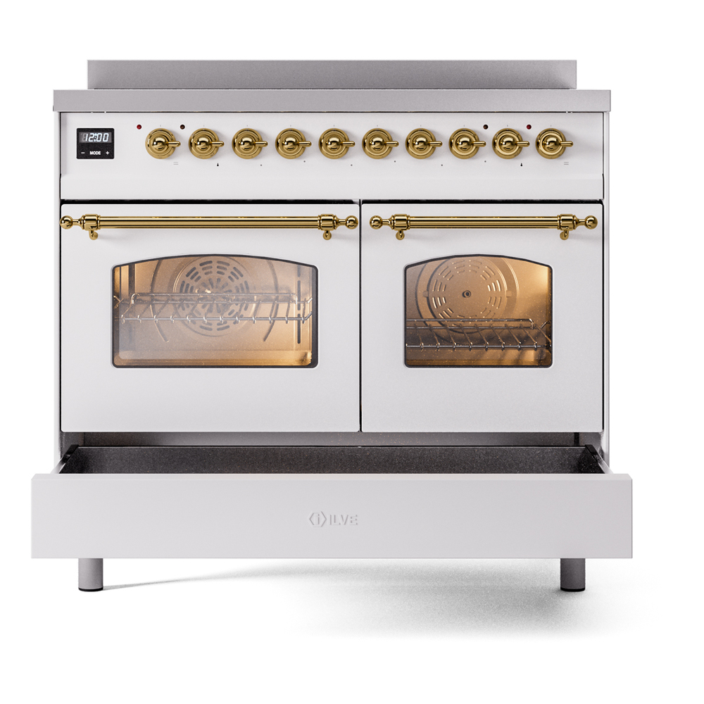 ILVE UPDI406NMPWHG Nostalgie II 40" Induction Range, drawer opened