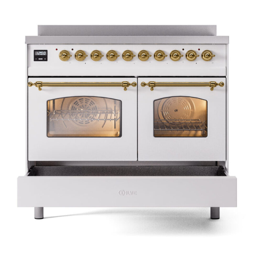 ILVE UPDI406NMPWHG Nostalgie II 40" Induction Range, drawer opened