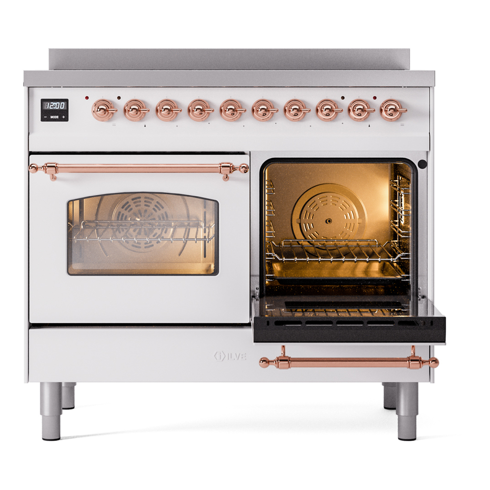 ILVE UPDI406NMPWHP Nostalgie II 40" Induction Range, side oven door opened
