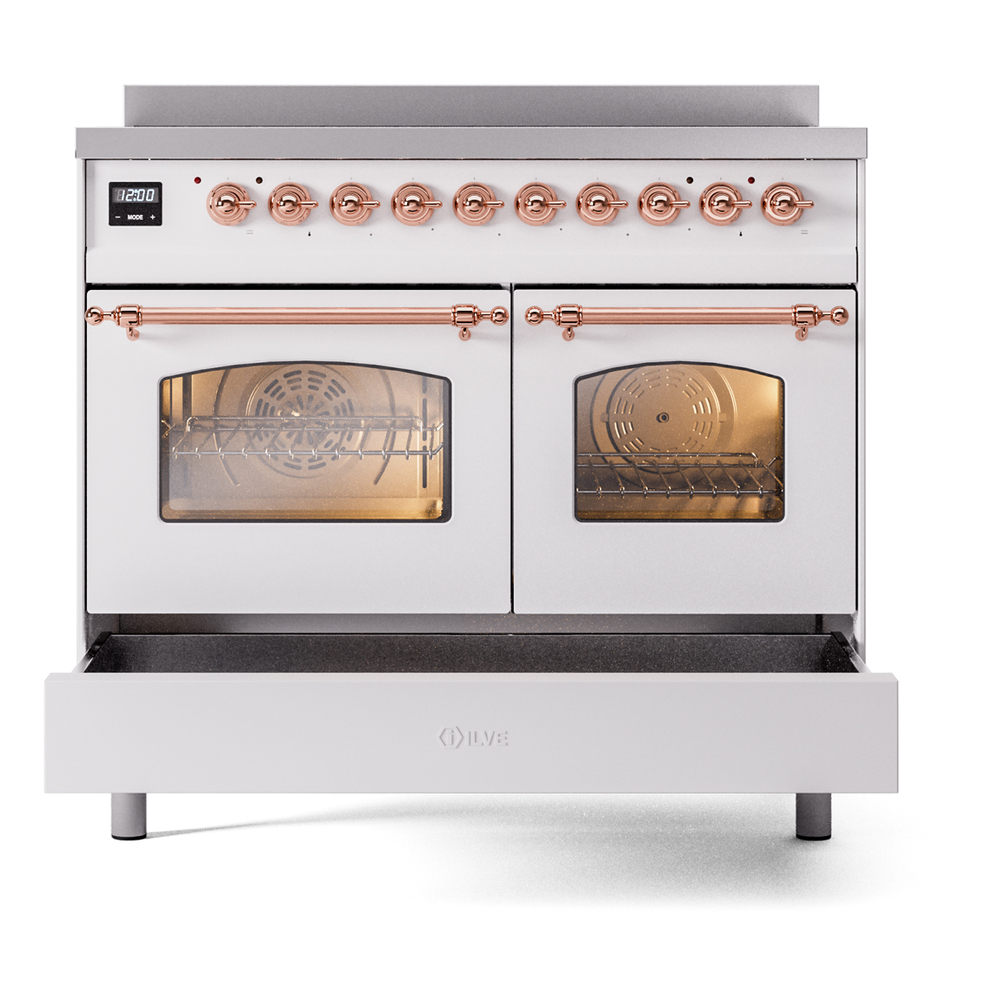 ILVE UPDI406NMPWHP Nostalgie II 40" Induction Range, drawer opened