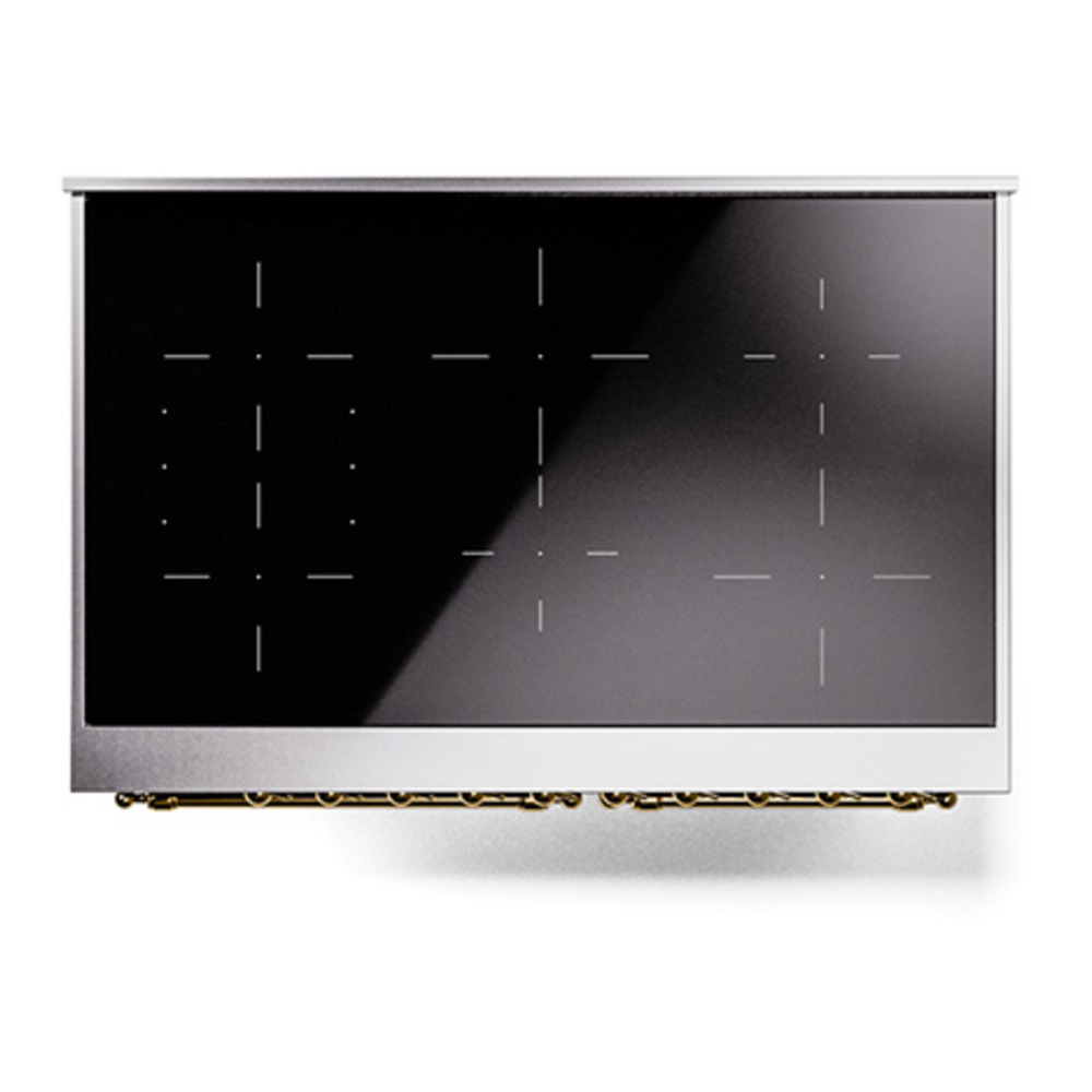 ILVE UPDI406QNMPBGG Nostalgie II 40 inch Induction Range with 6 Elements (Solid Door, Blue Grey, Brass) 9 ILVE_UPDI406QNMPBGG_top_view