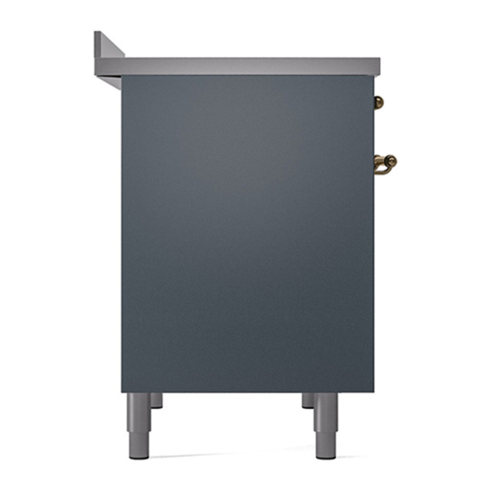 ILVE UPDI406QNMPBGG Nostalgie II 40 inch Induction Range with 6 Elements (Solid Door, Blue Grey, Brass) 10 ILVE_UPDI406QNMPBGG_left_side