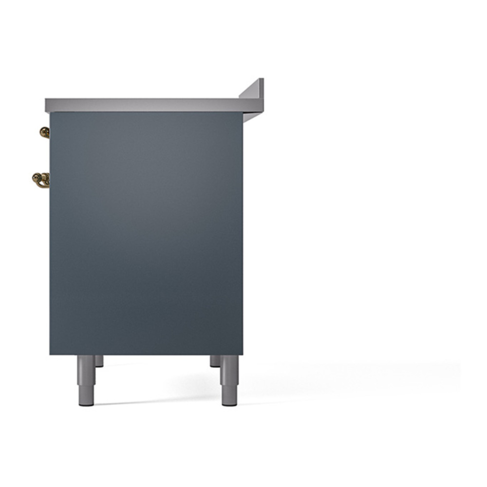 ILVE UPDI406QNMPBGG Nostalgie II 40 inch Induction Range with 6 Elements (Solid Door, Blue Grey, Brass) 11 ILVE_UPDI406QNMPBGG_right_side