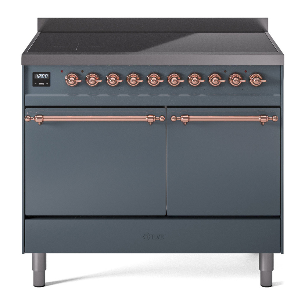 ILVE UPDI406QNMPBGP Nostalgie II 40 inch Induction Range with 6 Elements (Solid Door, Blue Grey, Copper) 1 UPDI406QNMPBGP