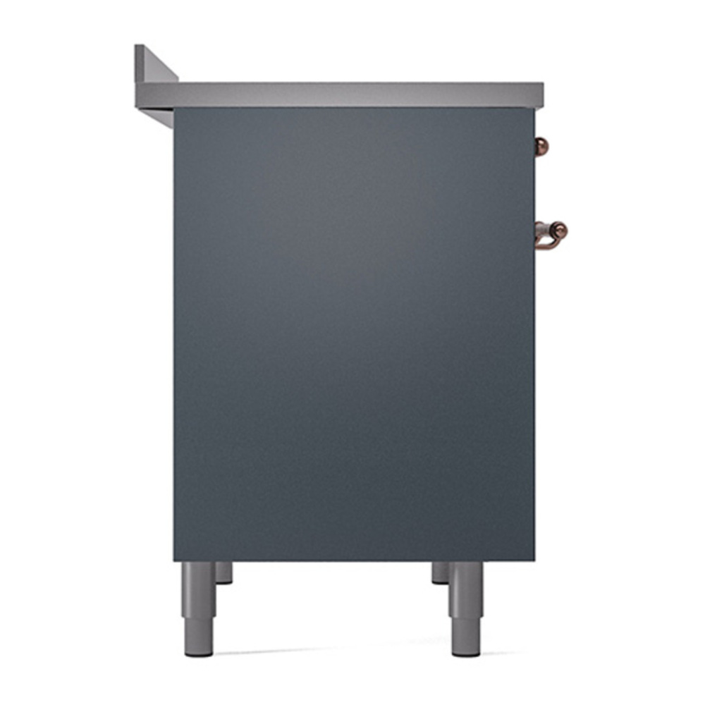 ILVE UPDI406QNMPBGP Nostalgie II 40 inch Induction Range with 6 Elements (Solid Door, Blue Grey, Copper) 4 ILVE_UPDI406QNMPBGP_left_side