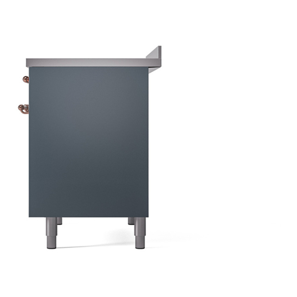 ILVE UPDI406QNMPBGP Nostalgie II 40 inch Induction Range with 6 Elements (Solid Door, Blue Grey, Copper) 5 ILVE_UPDI406QNMPBGP_right_side